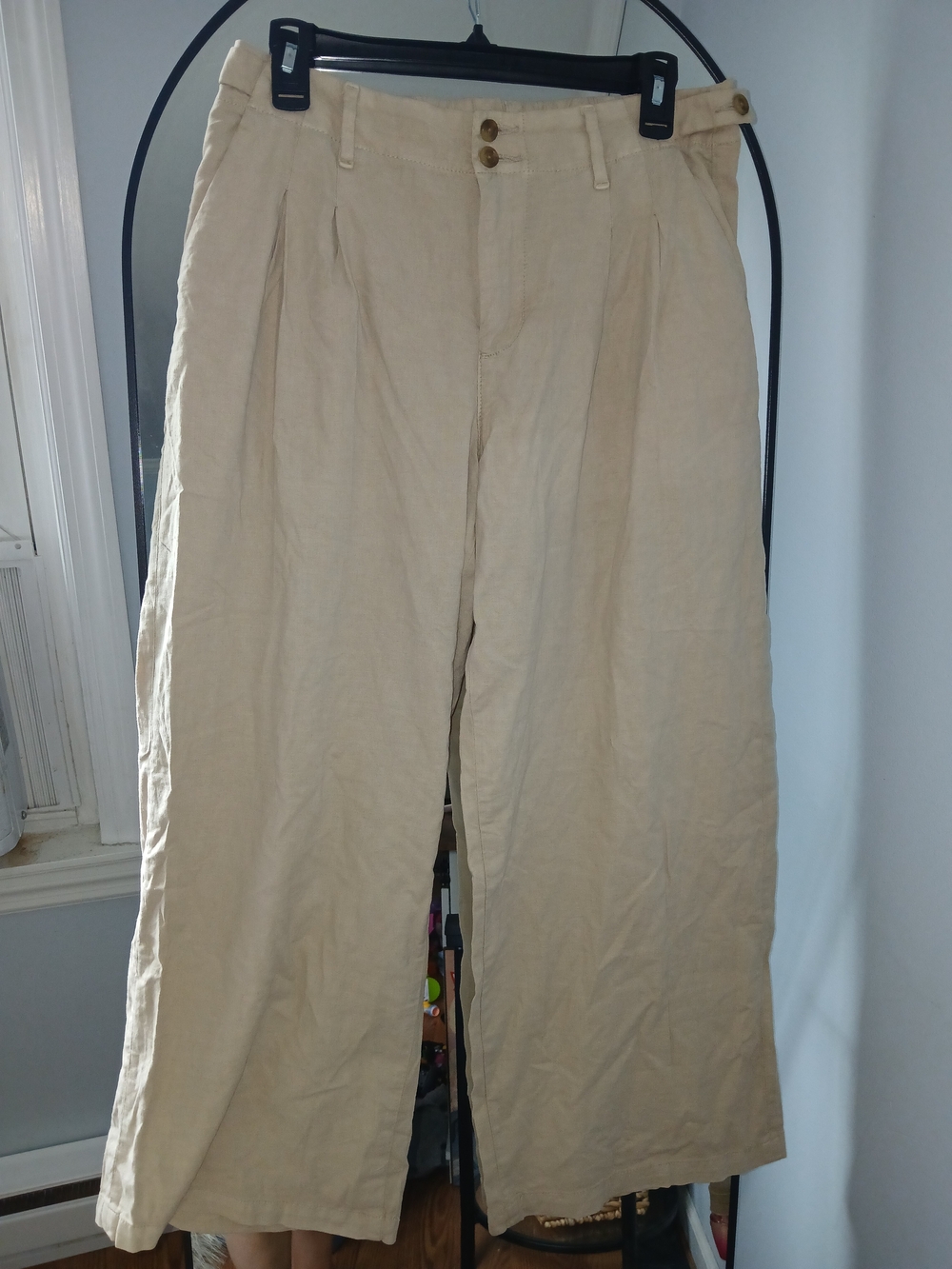 American Eagle Outfitters Women's Cream Wide-Leg Trousers